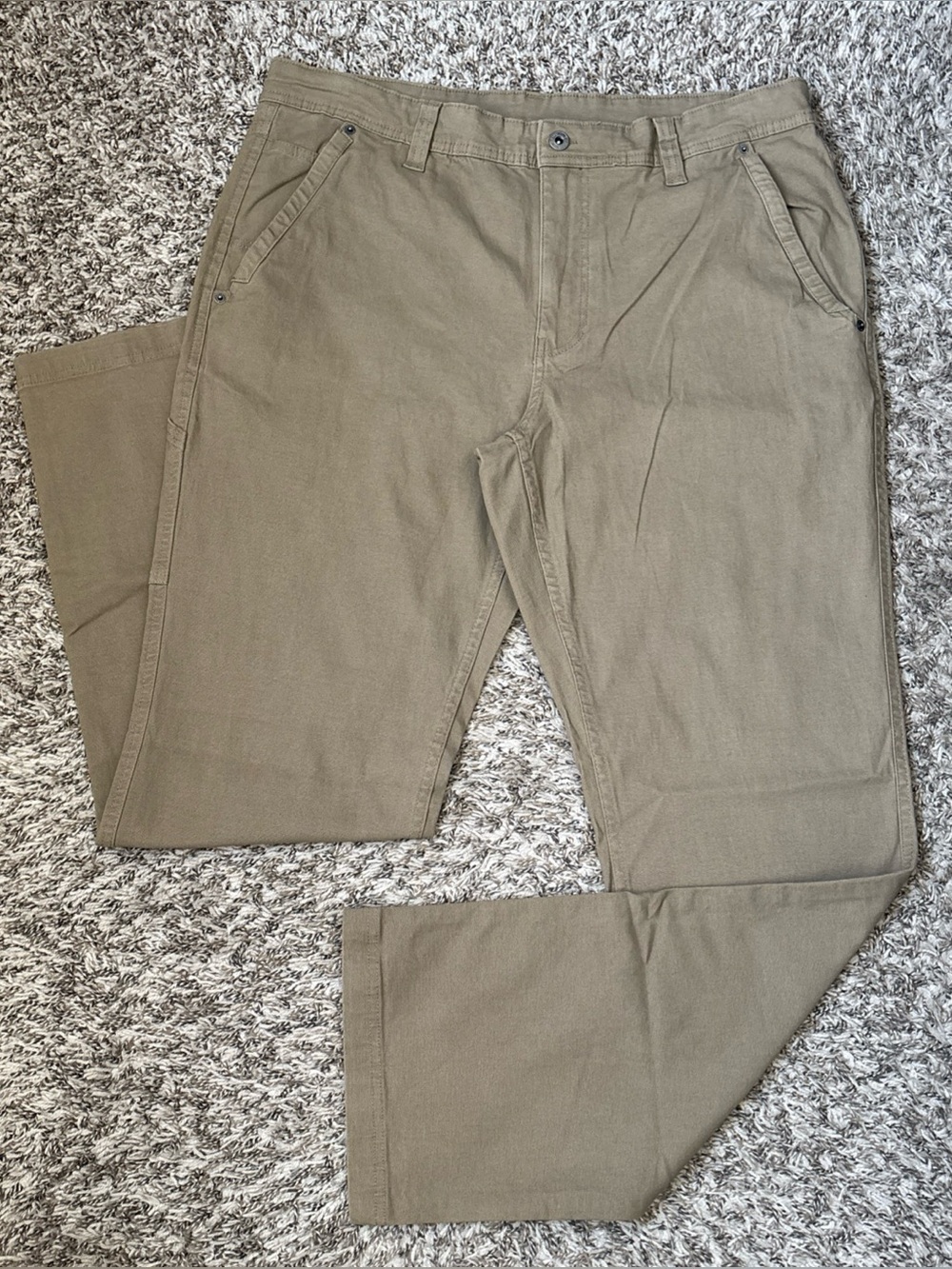 Eddie Bauer Mens Canvas Utility Tan Workwear Outdoor Stretch Pants, 36x32